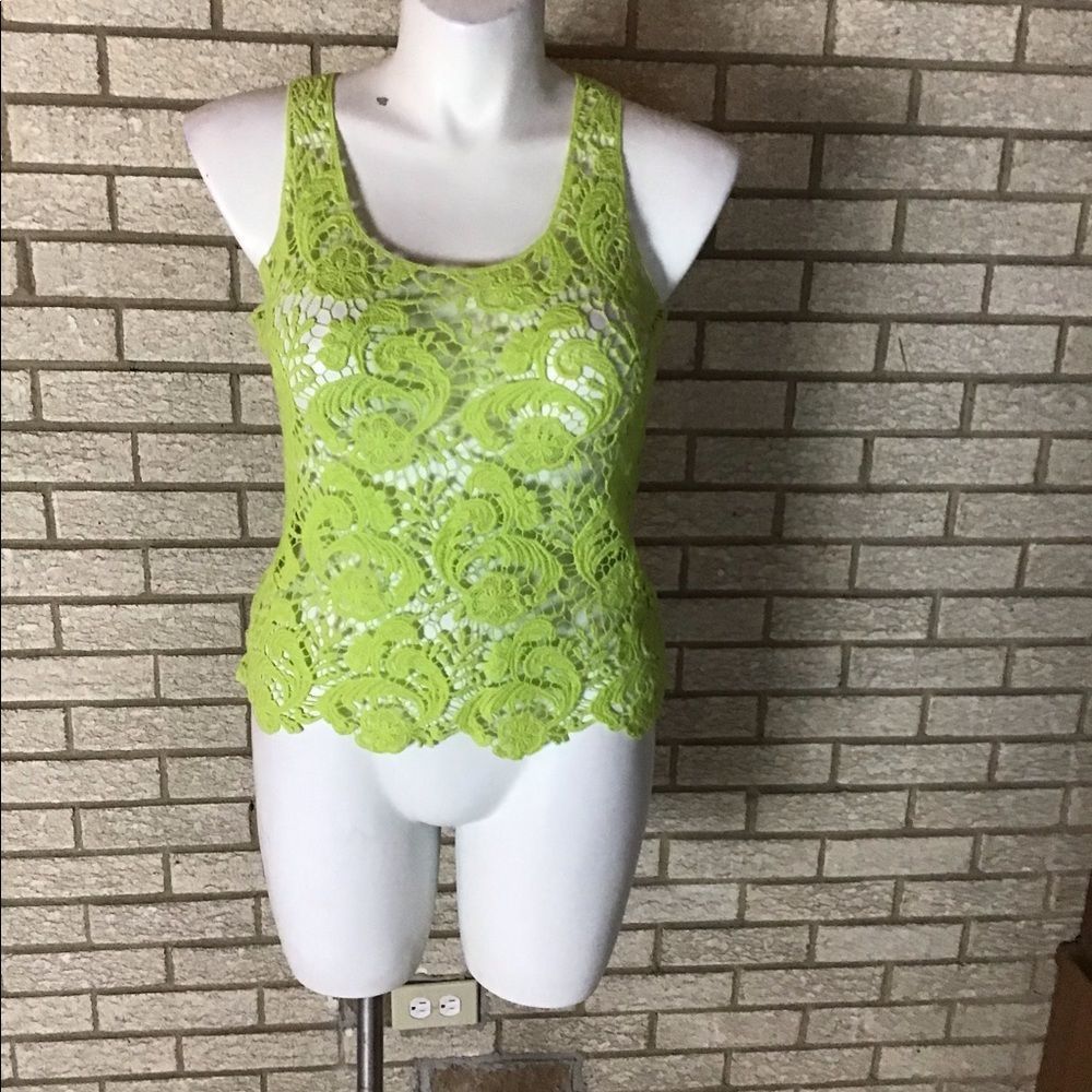 Say What lime green lace top size large.